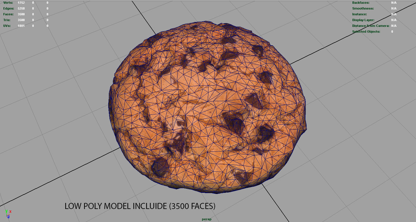 Chocolate Cookie Low-poly 3D model_10