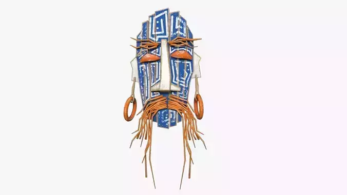 Tribal Mask G04 Orange Blue - Costume Character Design Low-poly 3D model