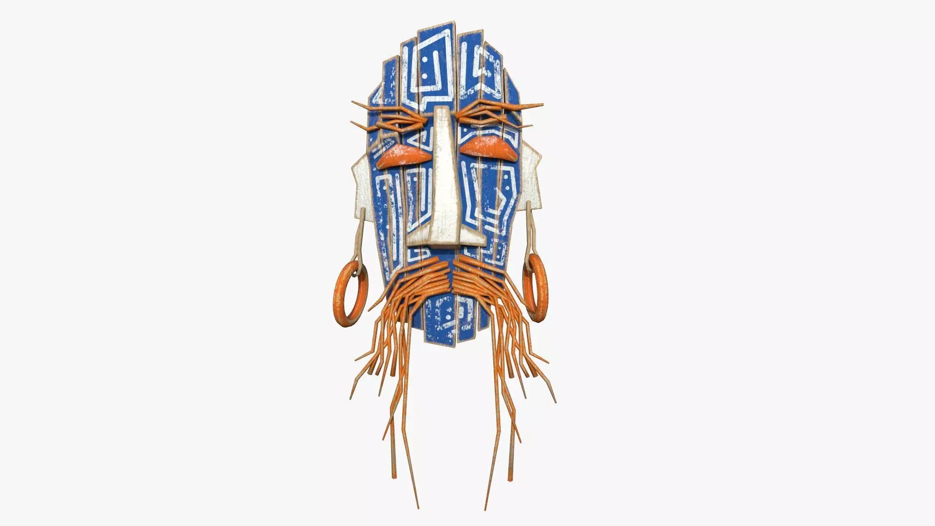 Tribal Mask G04 Orange Blue - Costume Character Design Low-poly 3D model_0