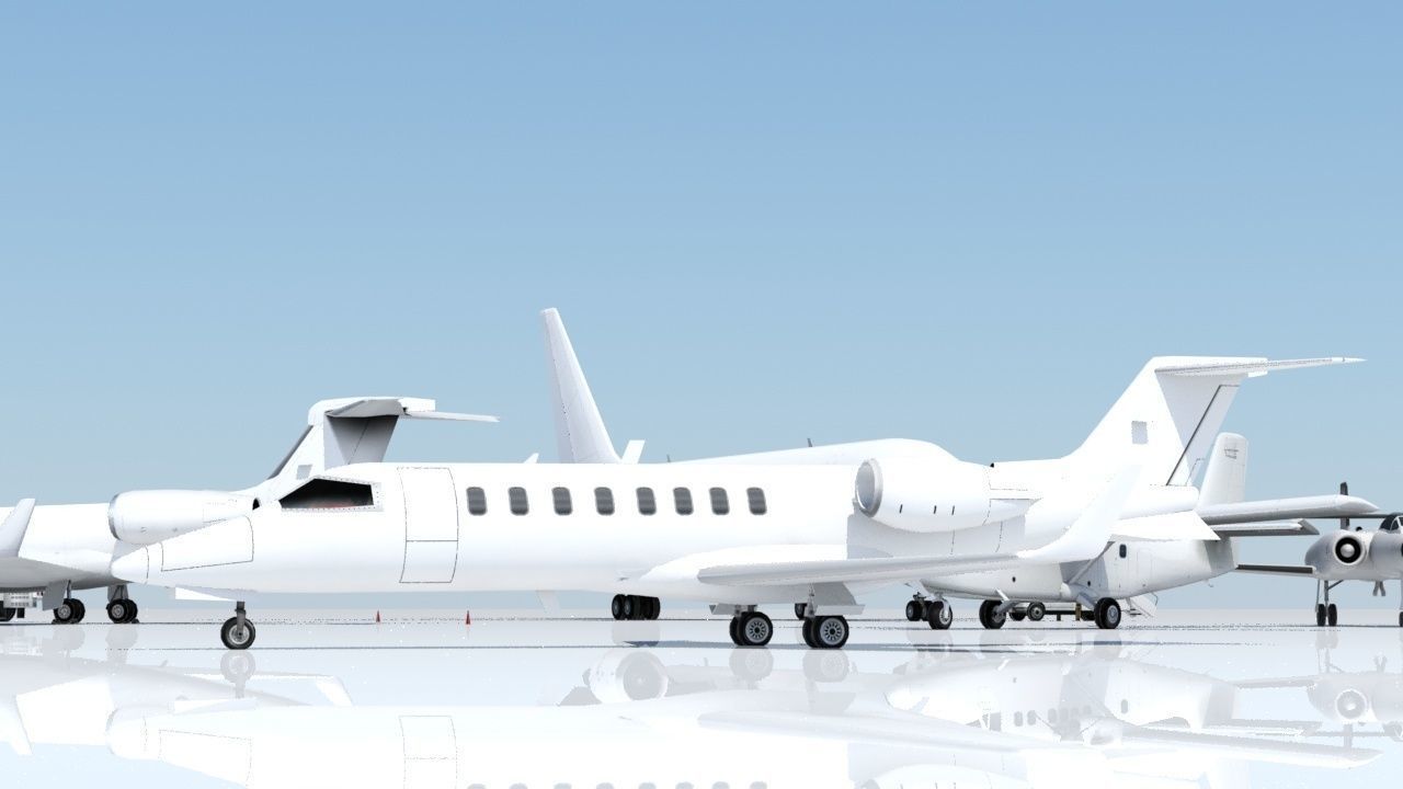 Lear LJ45 Static Blank Low-poly 3D model_5