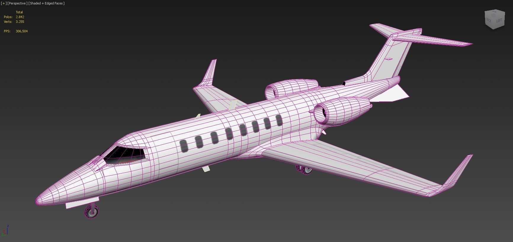 Lear LJ45 Static Blank Low-poly 3D model_8