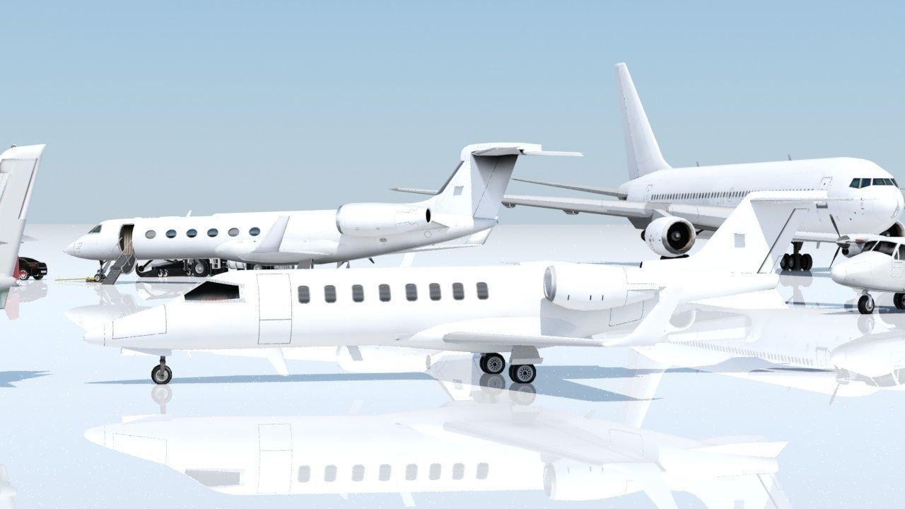 Lear LJ45 Static Blank Low-poly 3D model_6