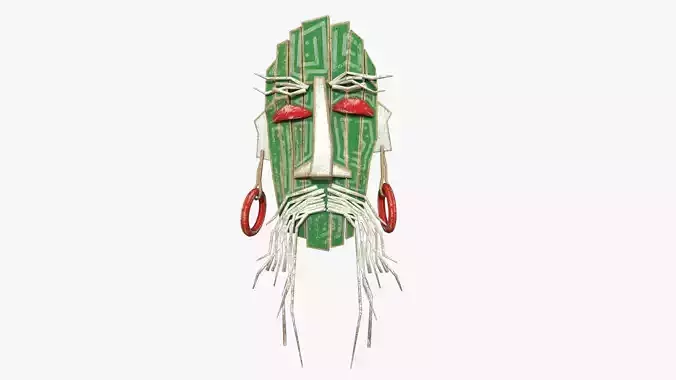 Tribal Mask G05 Green Red - Costume Character Design Low-poly 3D model