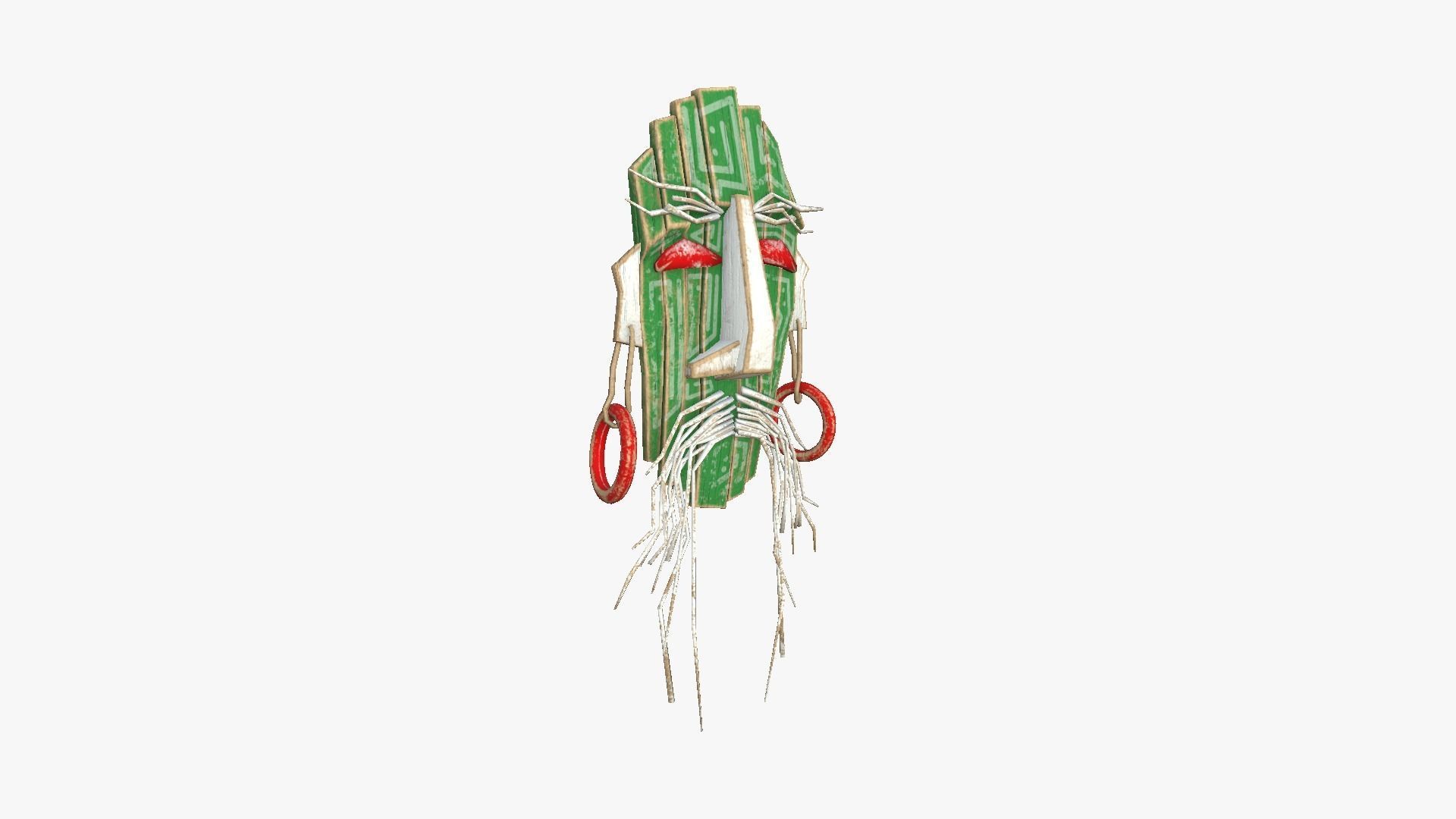 Tribal Mask G05 Green Red - Costume Character Design Low-poly 3D model_1