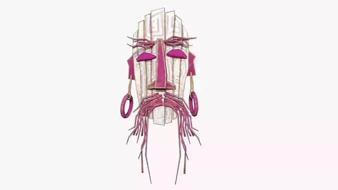 Tribal Mask G06 White Pink - Costume Character Design Low-poly 3D model