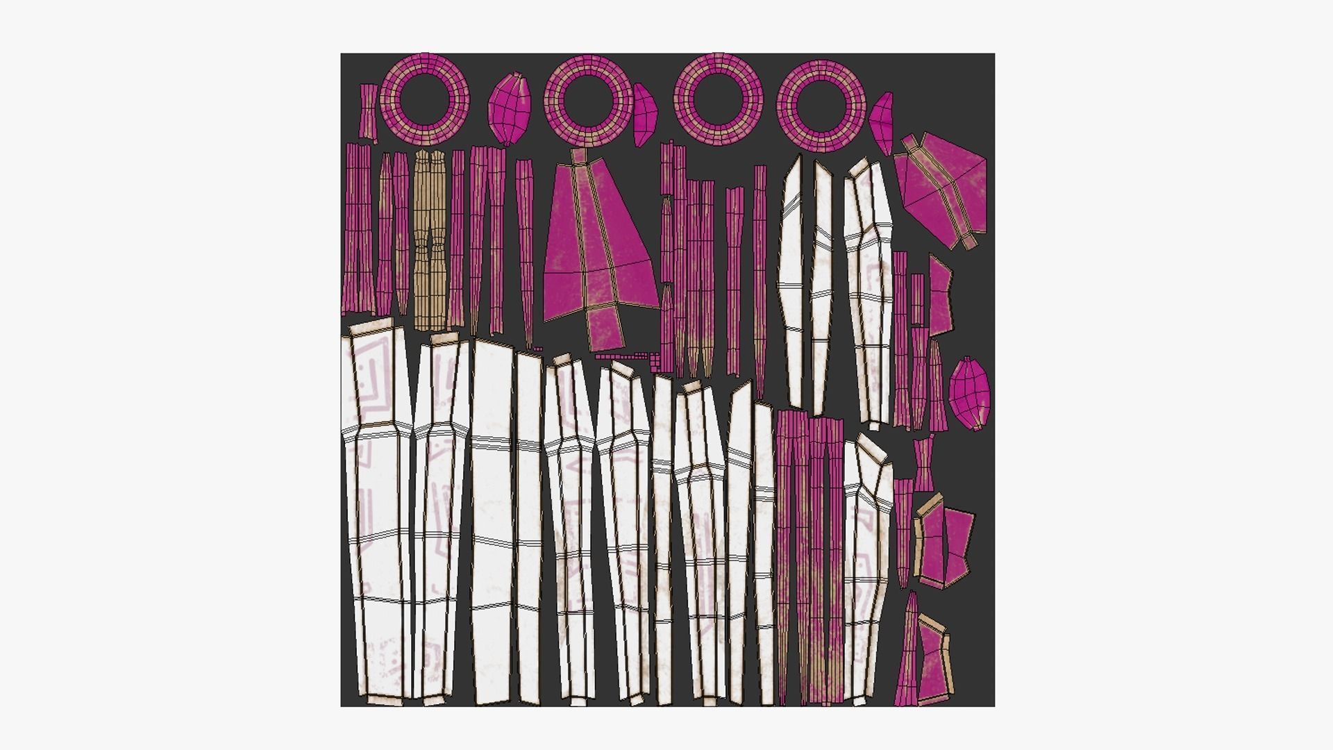 Tribal Mask G06 White Pink - Costume Character Design Low-poly 3D model_5