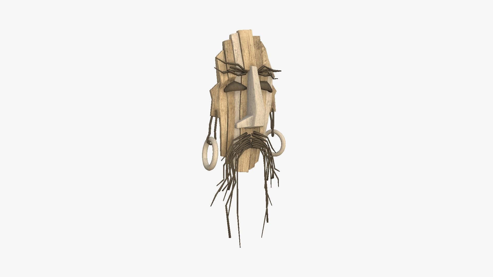 Tribal Mask G08 Full Wood - Costume Character Design Low-poly 3D model_1