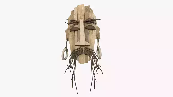 Tribal Mask G08 Full Wood - Costume Character Design Low-poly 3D model