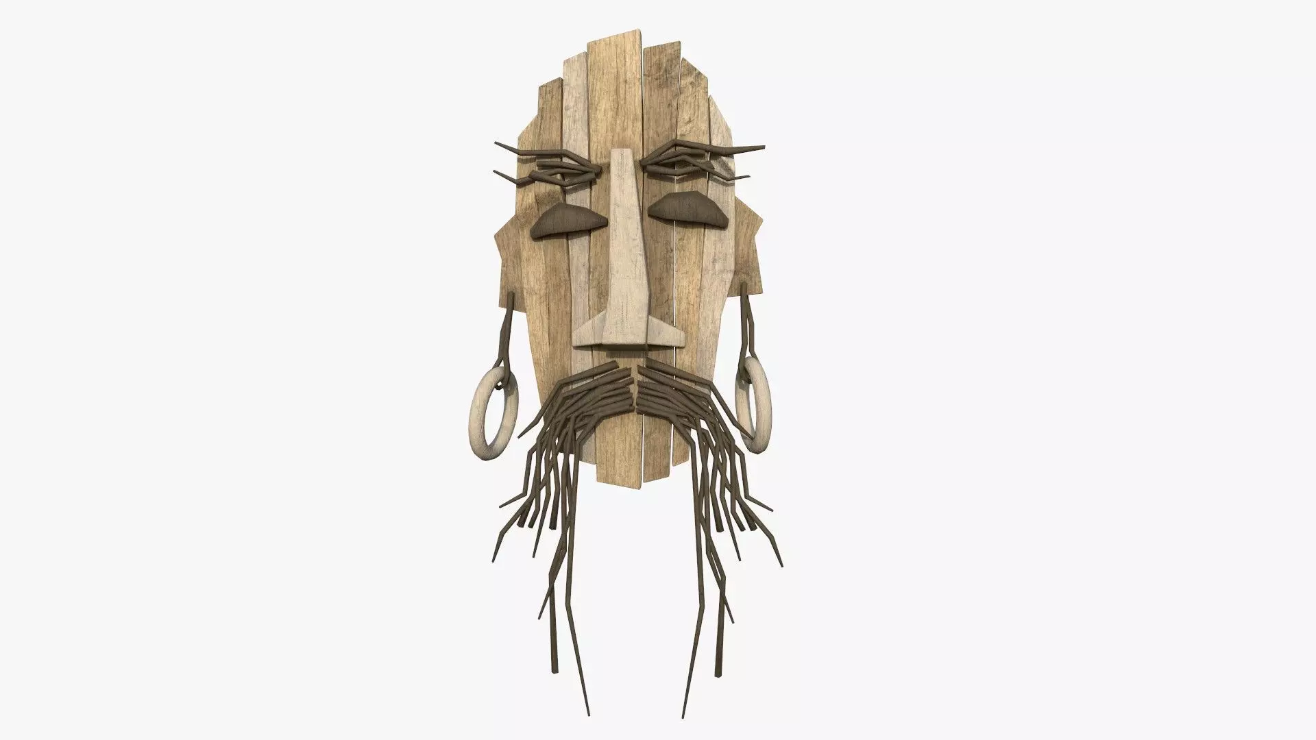 Tribal Mask G08 Full Wood - Costume Character Design Low-poly 3D model_0