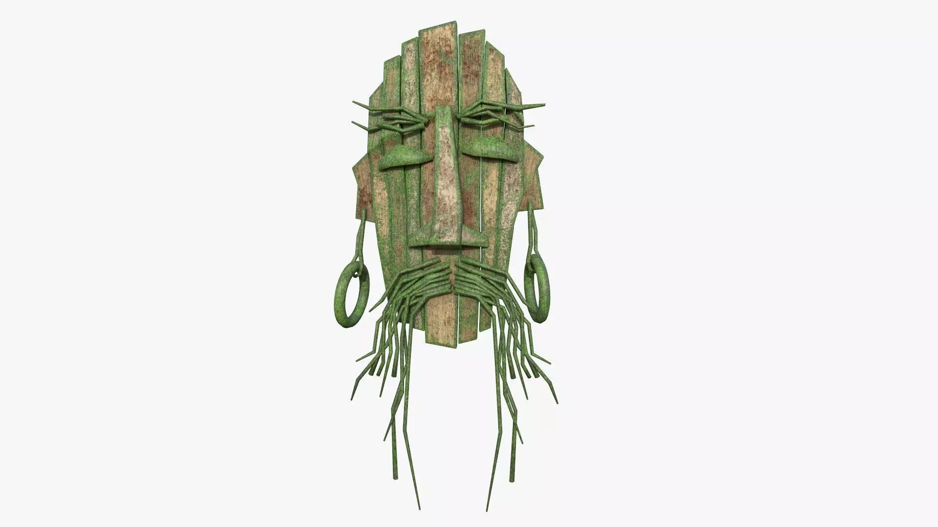 Tribal Mask G10 Wood Mud - Costume Character Design Low-poly 3D model_0