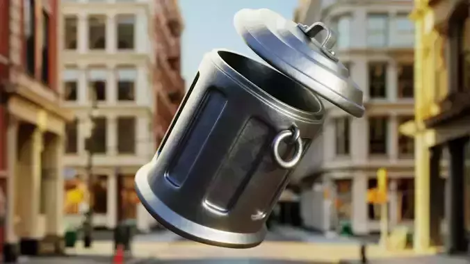 Realistic Metal Trash Can - Game Ready 3D Urban Prop 3D model