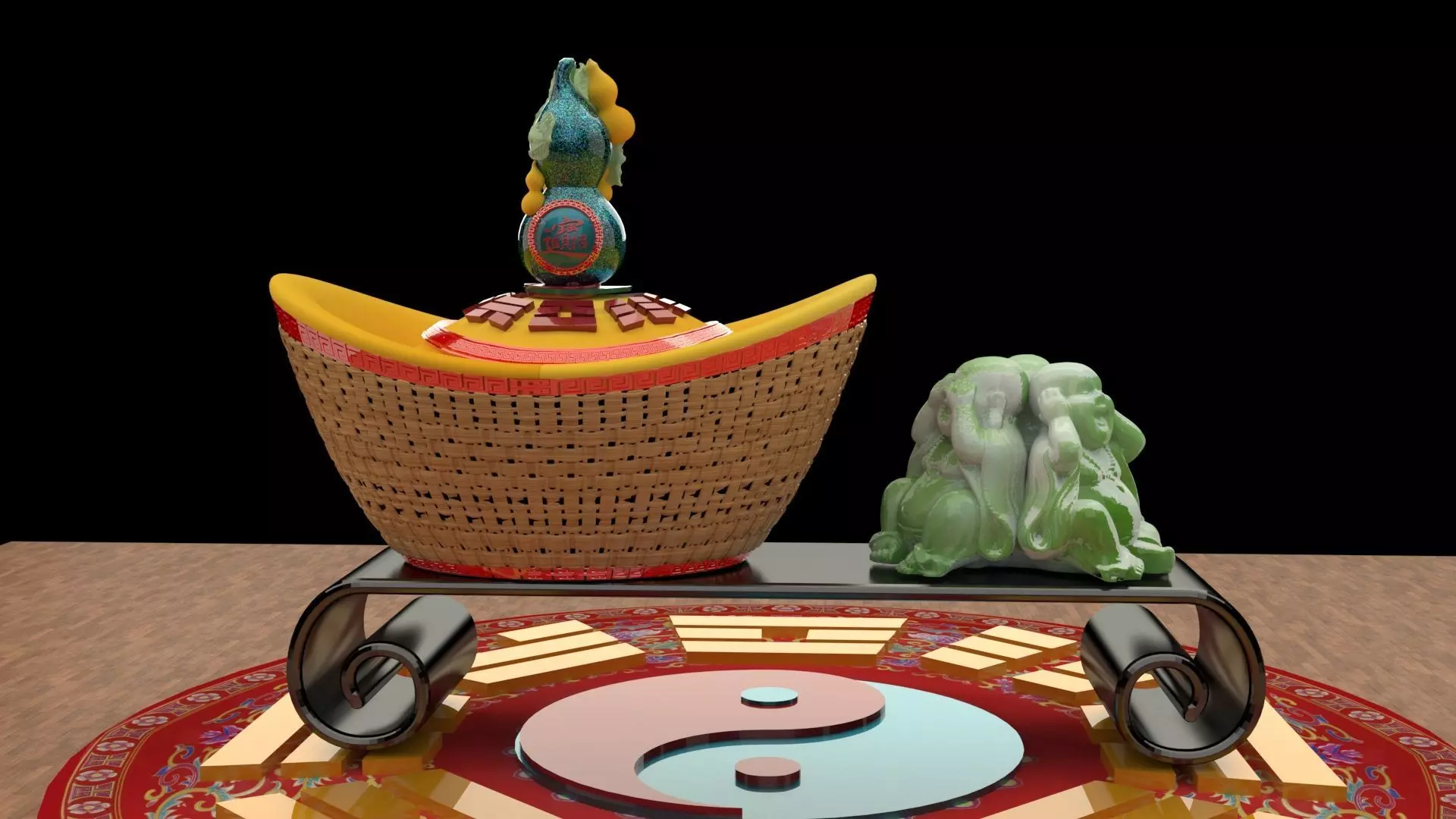 Chinese gold Ingot 3D model_0