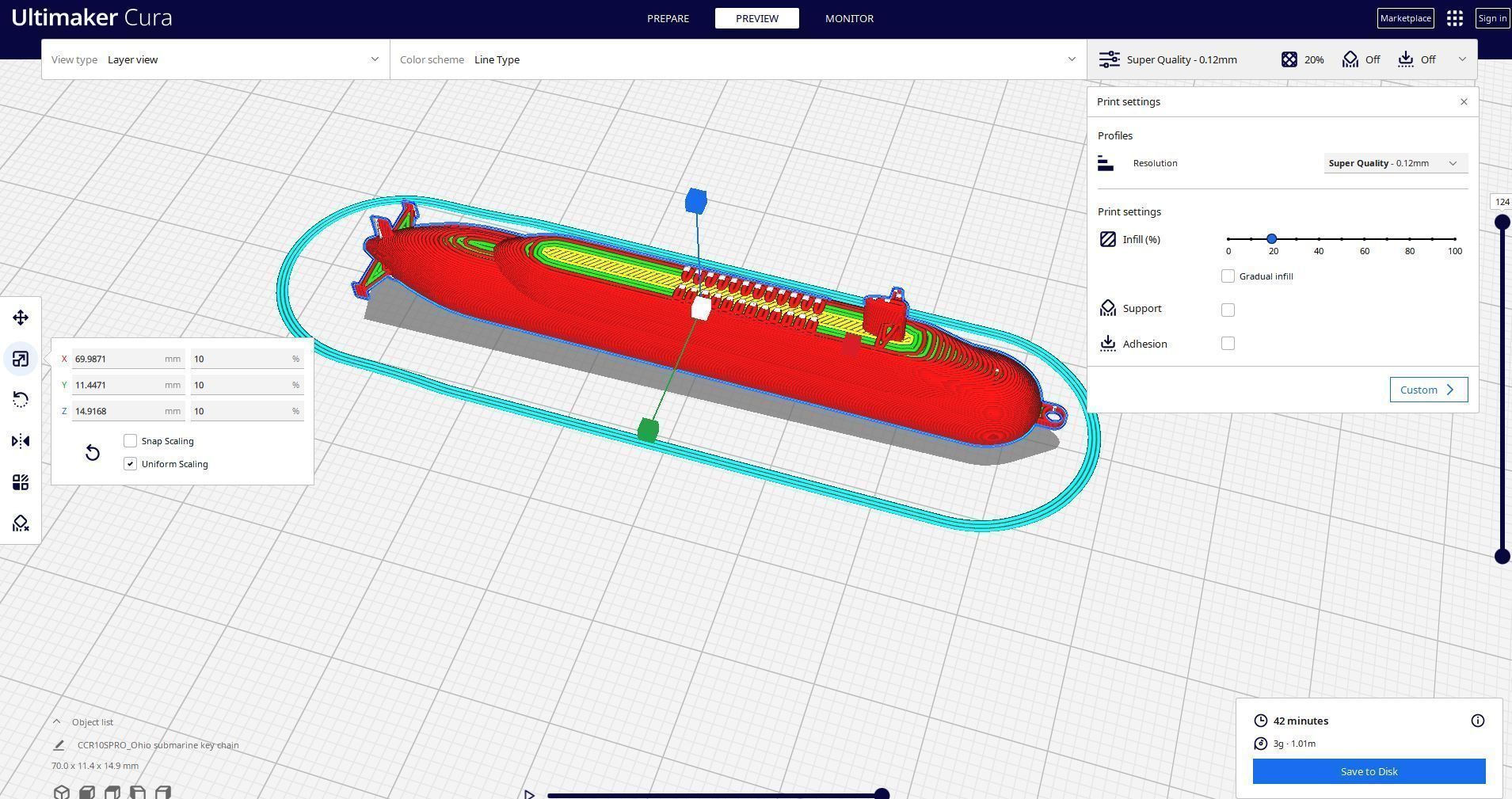 SUBMARINE KEY CHAIN 3D print model_3
