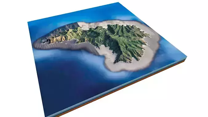 Tahuata Island full 3d model terrain Low-poly 3D model