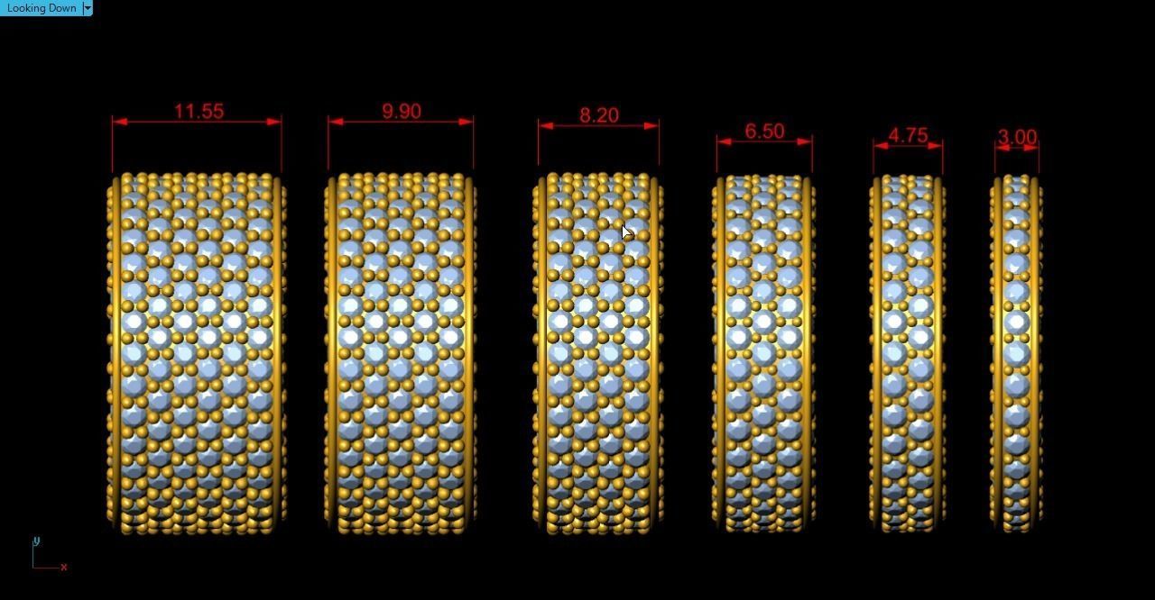 6 bands for stone ring 3D print model_7