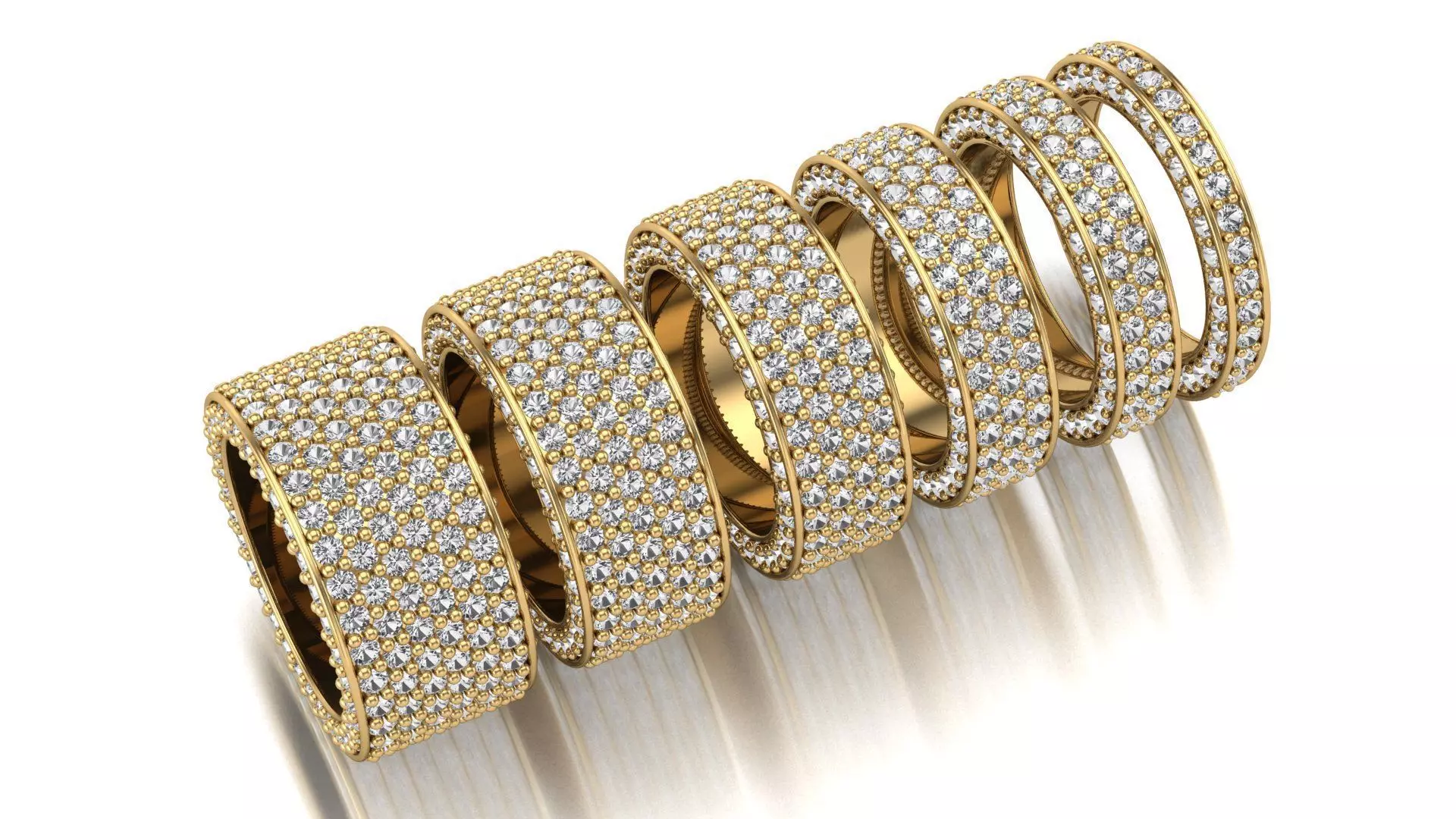 6 bands for stone ring 3D print model_0