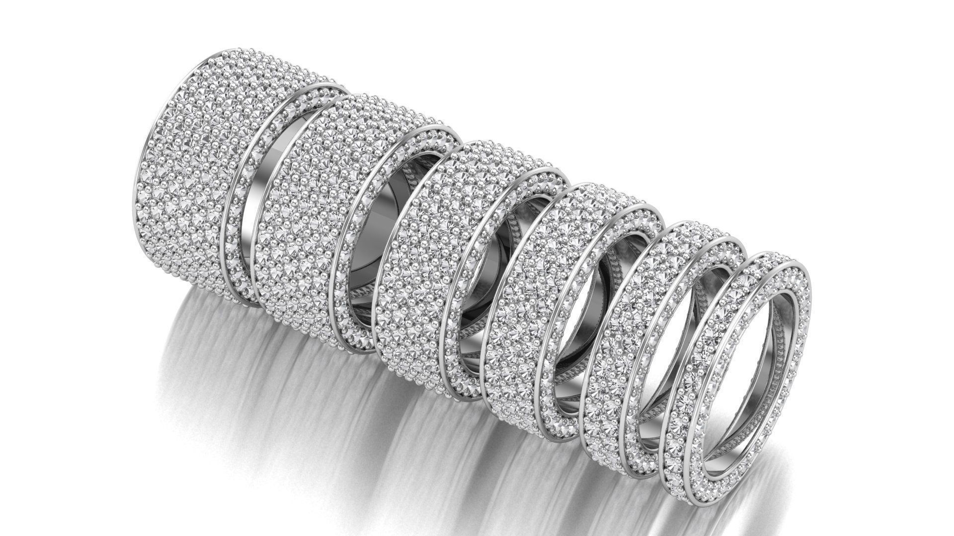 6 bands for stone ring 3D print model_2