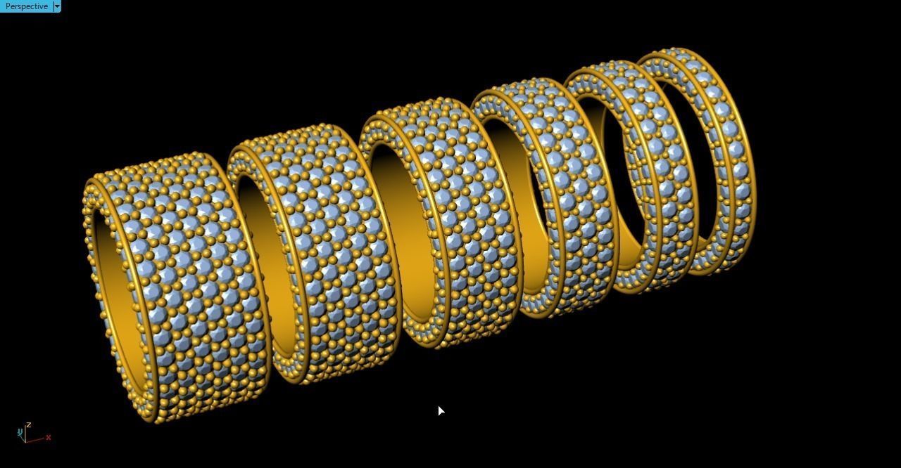 6 bands for stone ring 3D print model_8