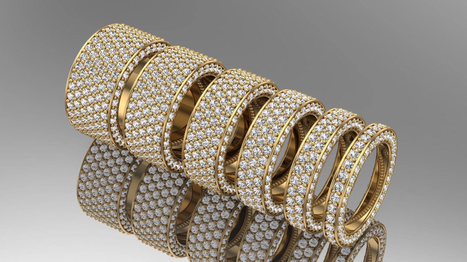 6 bands for stone ring 3D print model_1