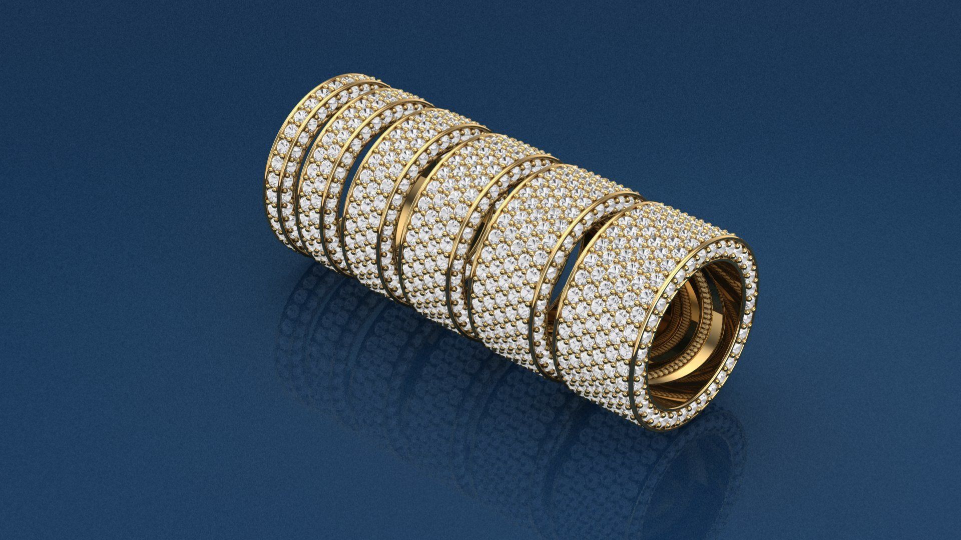 6 bands for stone ring 3D print model_3