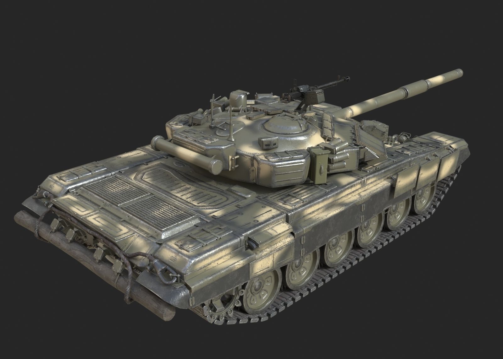 3 coatings of Russian T90 T-90 main battle tank Low-poly 3D model_9