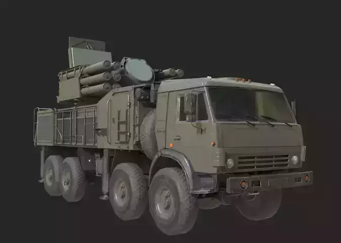 Russian Army Pantsir S1 shell close air defence system Low-poly 3D model
