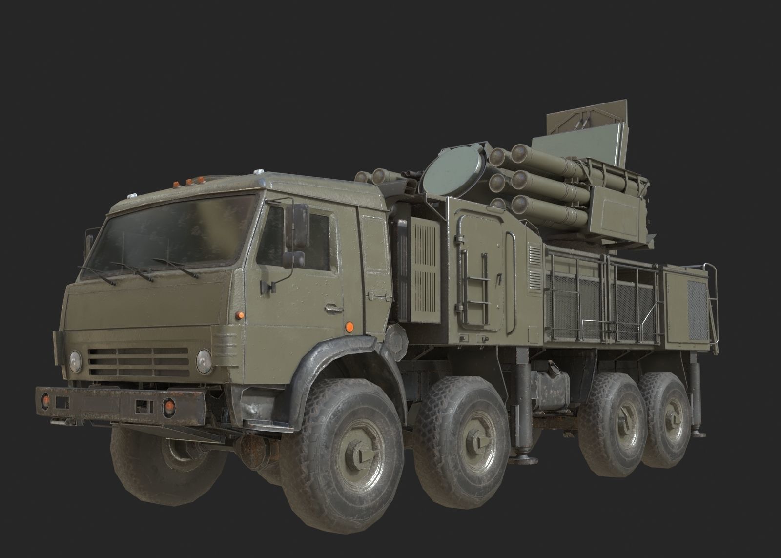 Russian Army Pantsir S1 shell close air defence system Low-poly 3D model_1