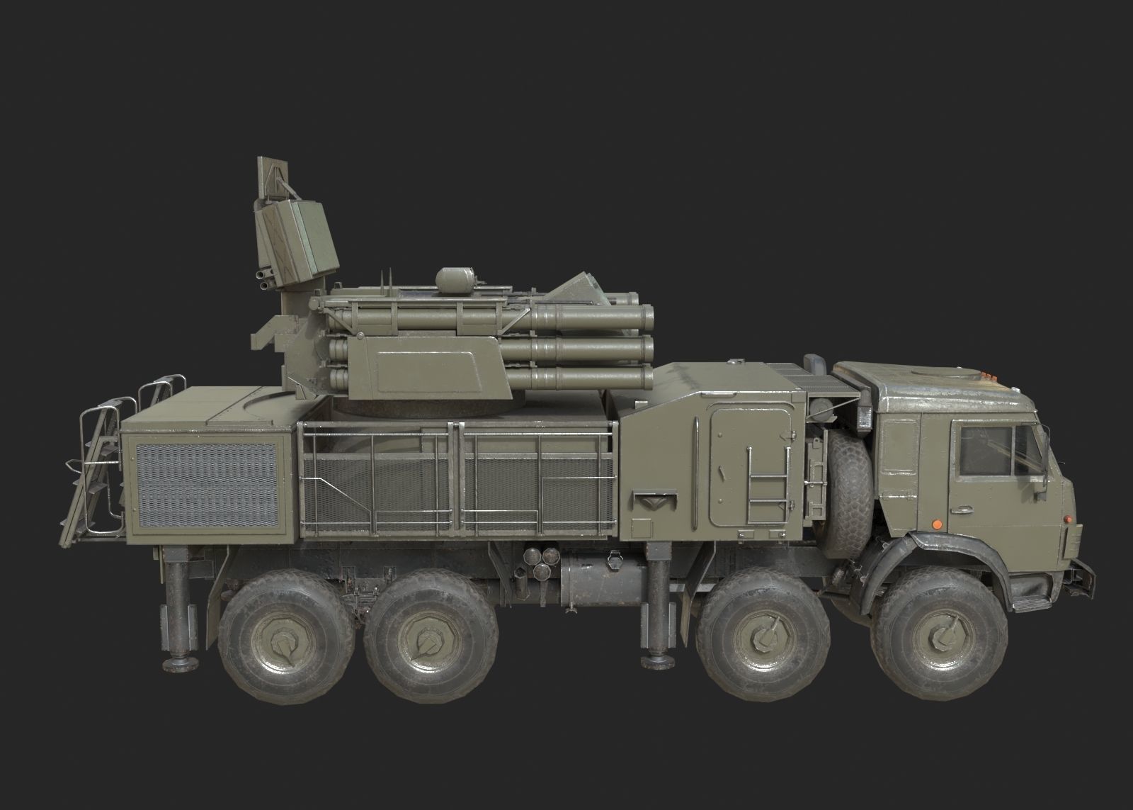 Russian Army Pantsir S1 shell close air defence system Low-poly 3D model_5