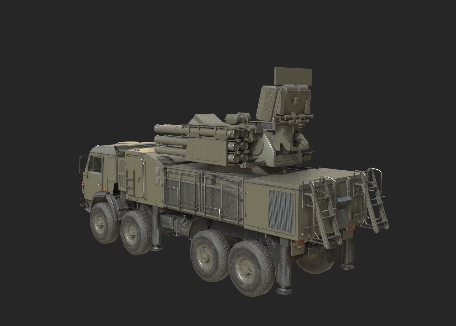 Russian Army Pantsir S1 shell close air defence system Low-poly 3D model_3
