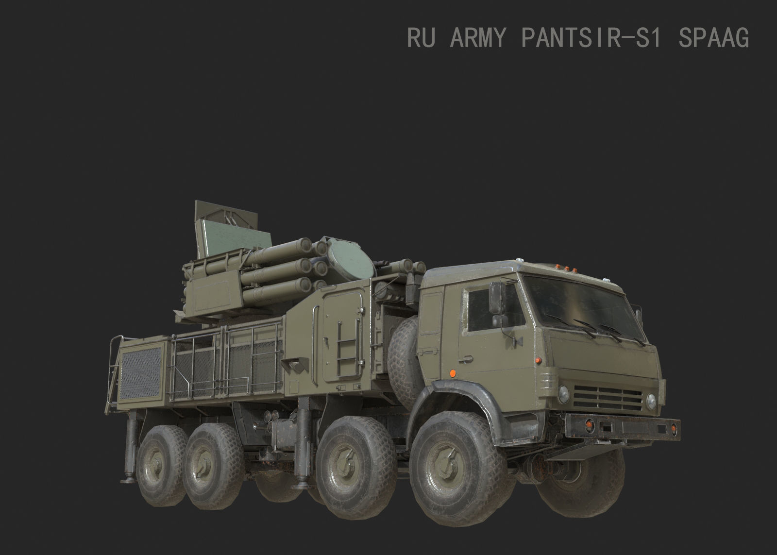 Russian Army Pantsir S1 shell close air defence system Low-poly 3D model_10