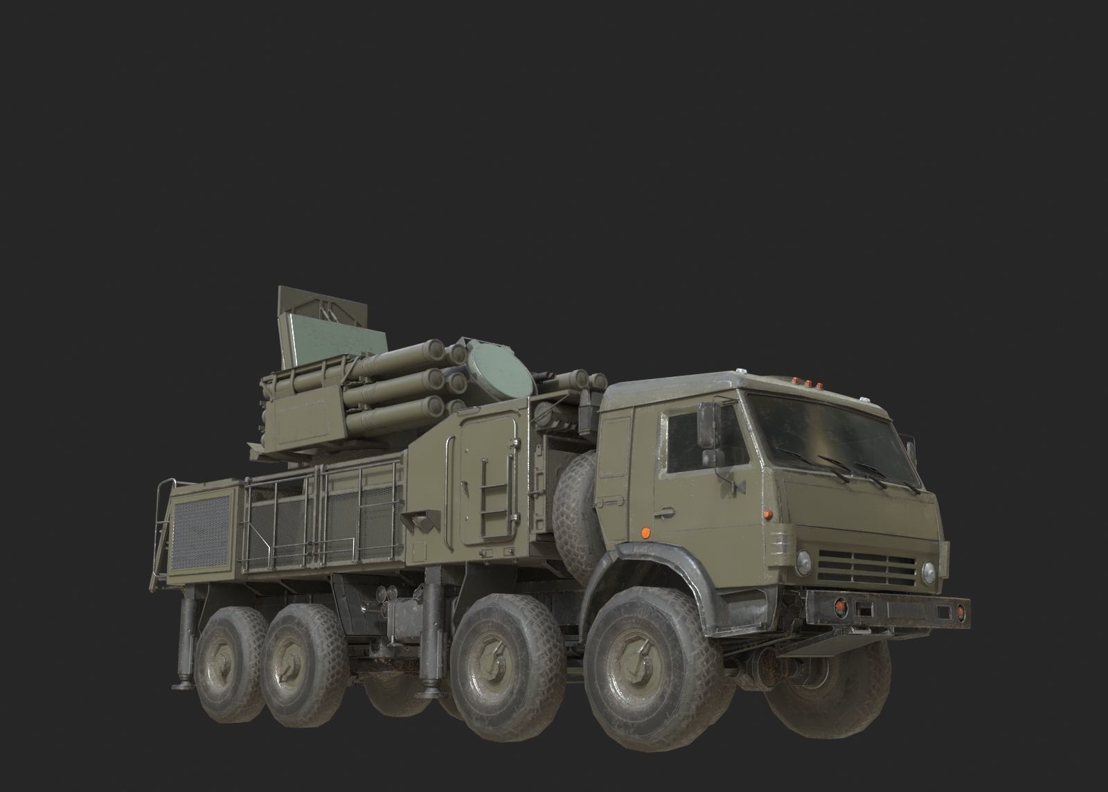 Russian Army Pantsir S1 shell close air defence system Low-poly 3D model_11