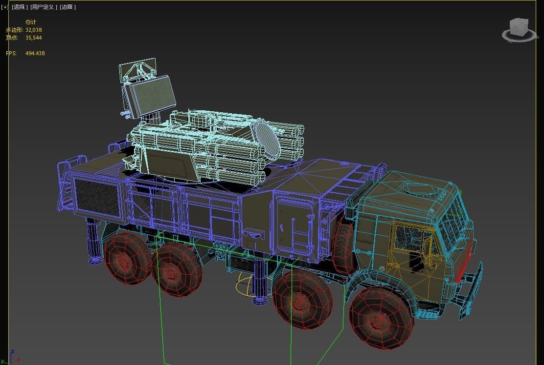 Russian Army Pantsir S1 shell close air defence system Low-poly 3D model_12