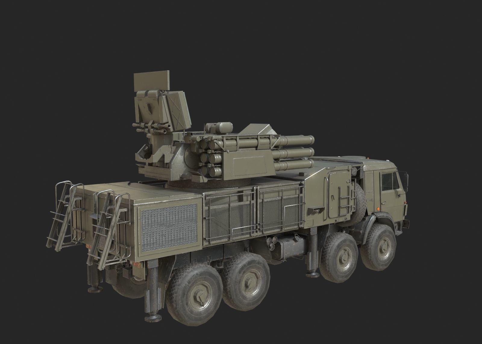 Russian Army Pantsir S1 shell close air defence system Low-poly 3D model_4