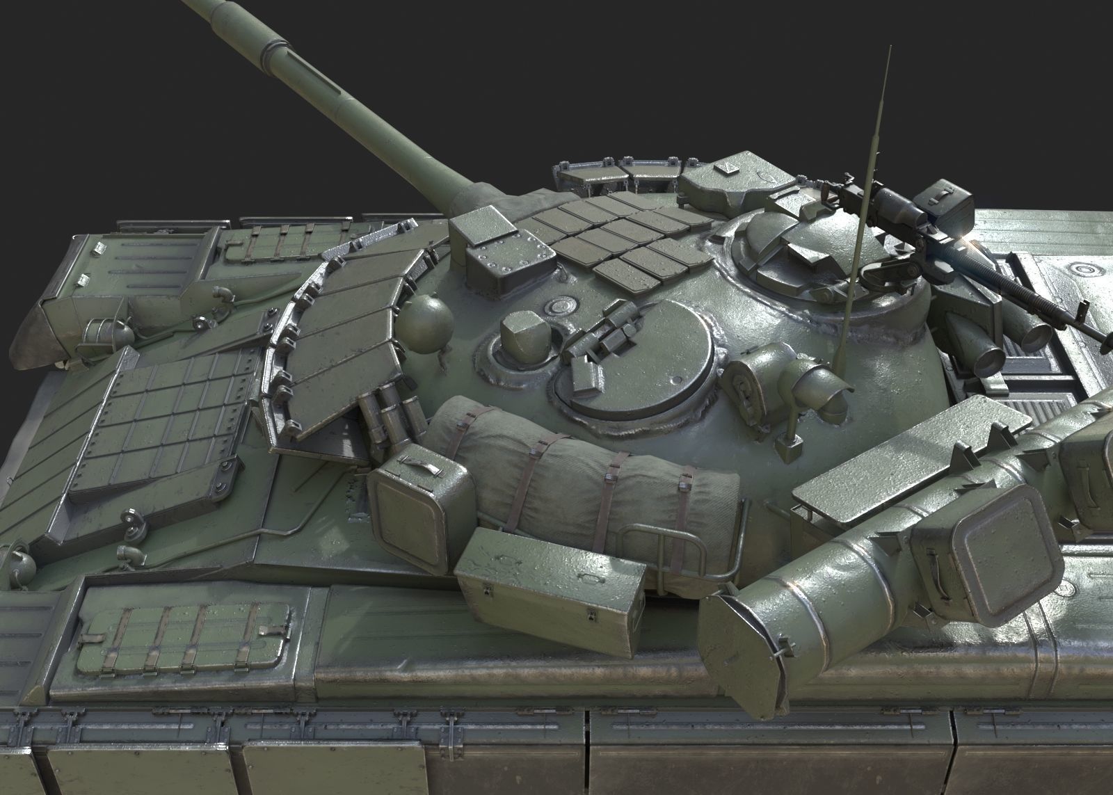 Russian Army T-80BVM T80BVM Main Battle Tank Low-poly 3D model_9