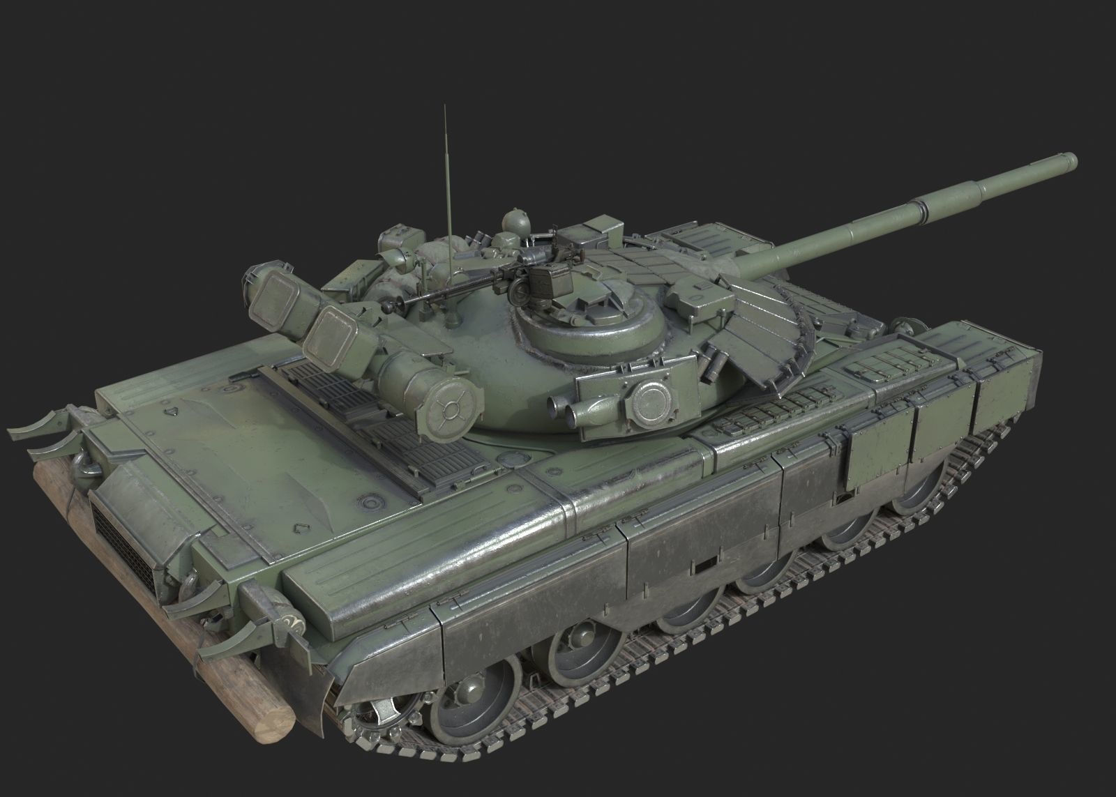 Russian Army T-80BVM T80BVM Main Battle Tank Low-poly 3D model_3