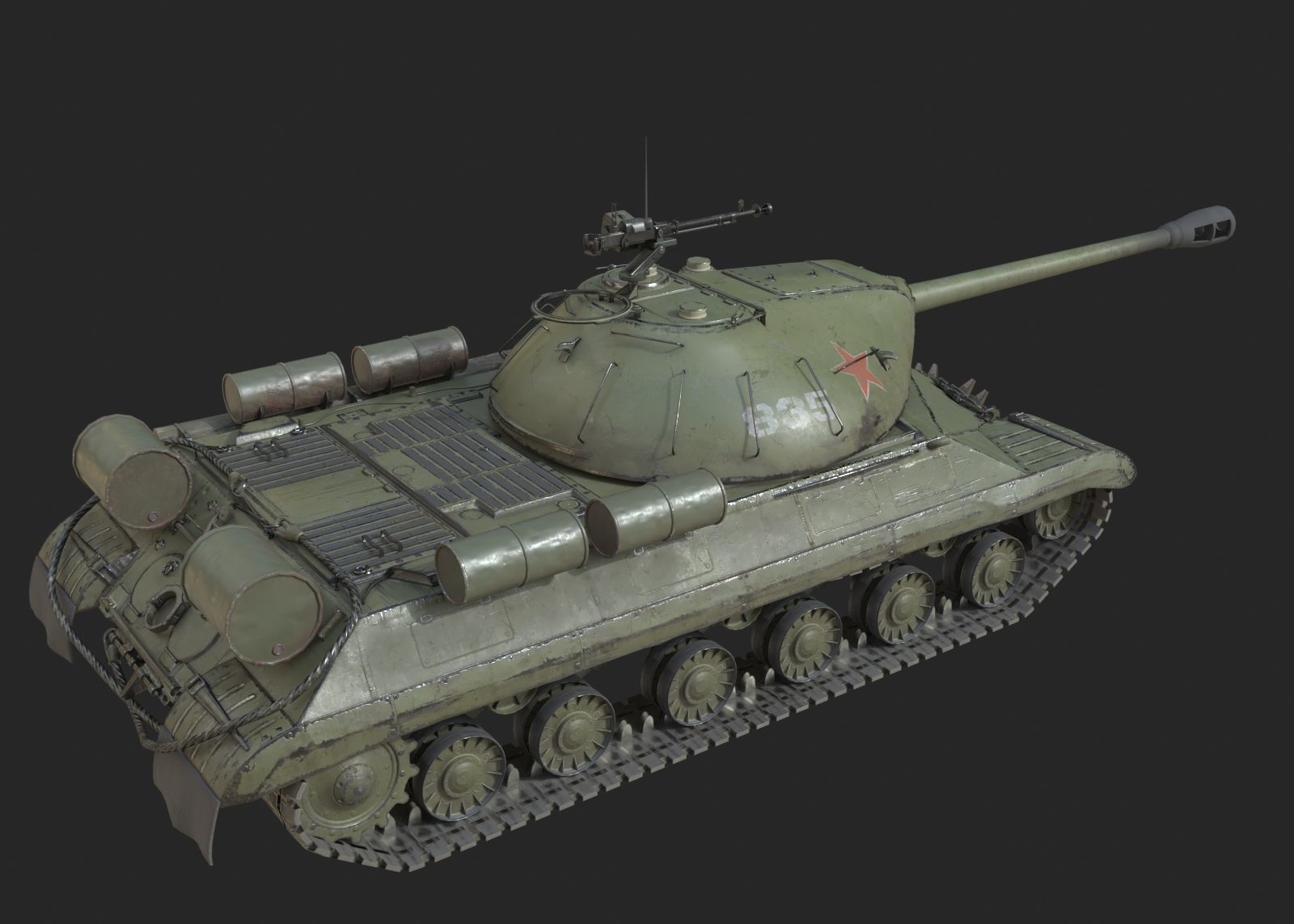 WWII Soviet IS3 IS-3 Heavy Tank Low-poly 3D model_2