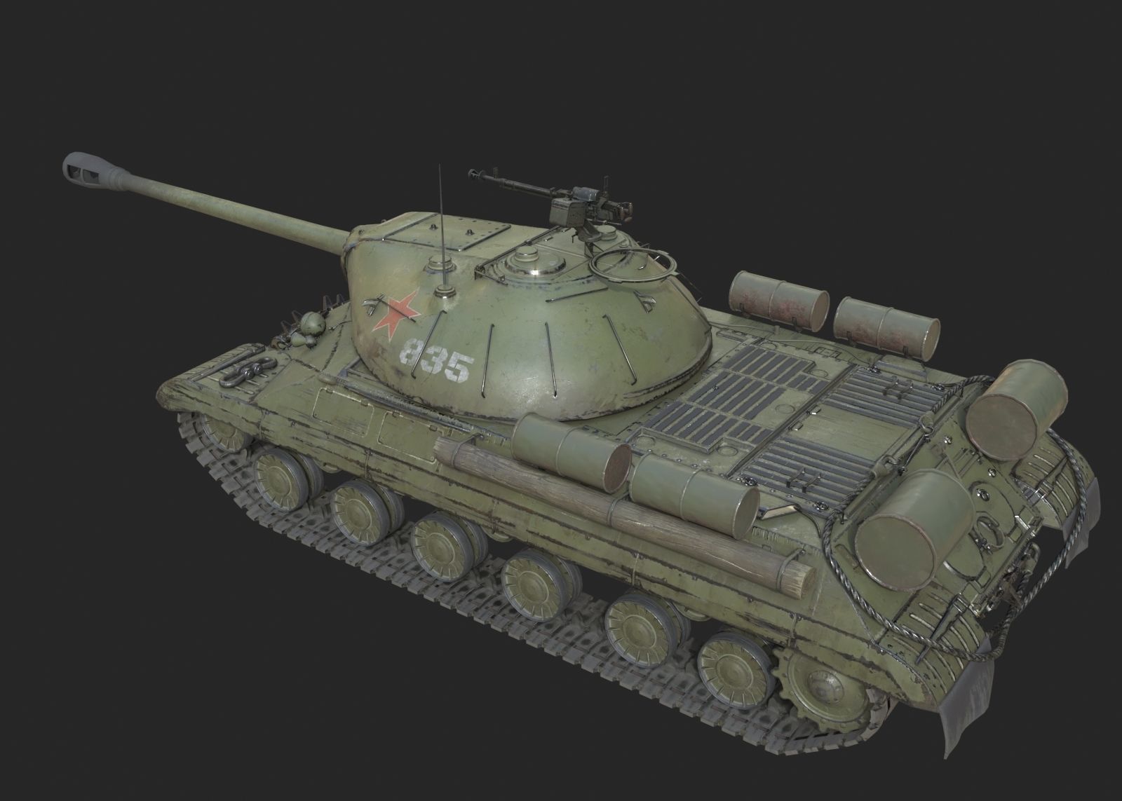 WWII Soviet IS3 IS-3 Heavy Tank Low-poly 3D model_1