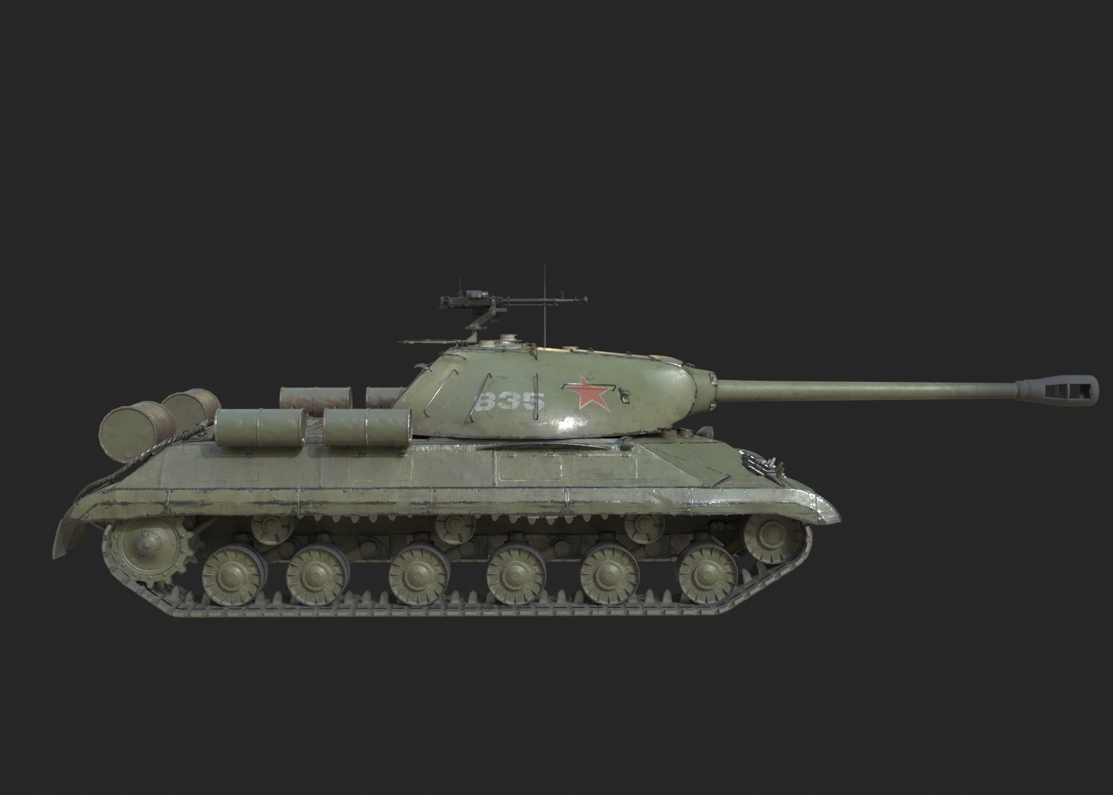 WWII Soviet IS3 IS-3 Heavy Tank Low-poly 3D model_9