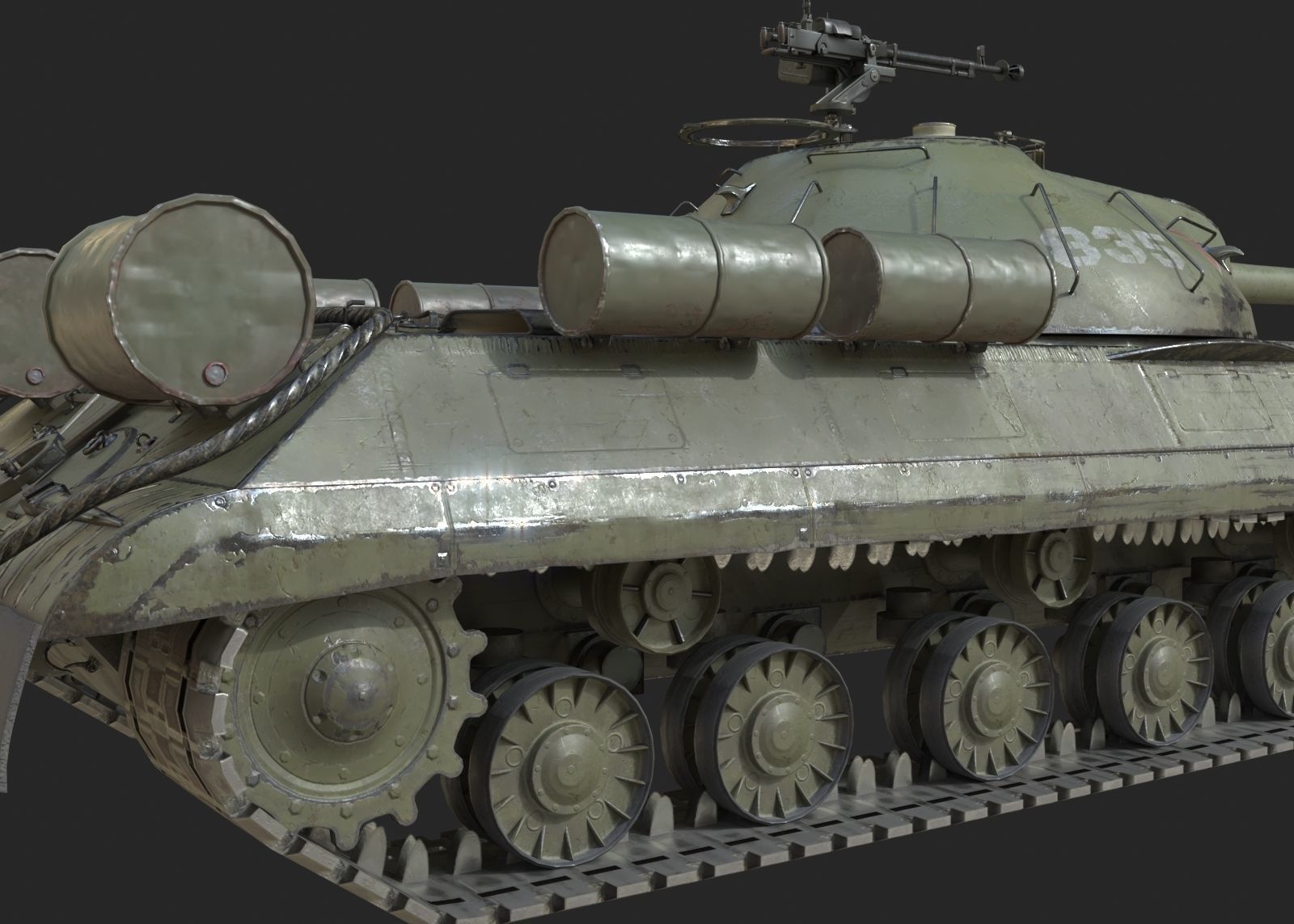 WWII Soviet IS3 IS-3 Heavy Tank Low-poly 3D model_6