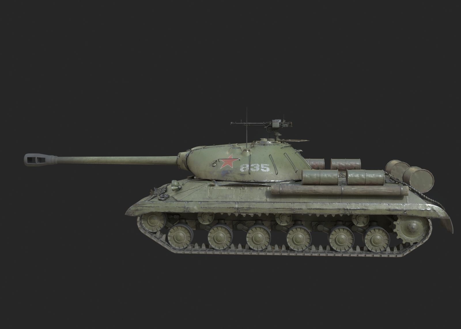 WWII Soviet IS3 IS-3 Heavy Tank Low-poly 3D model_10