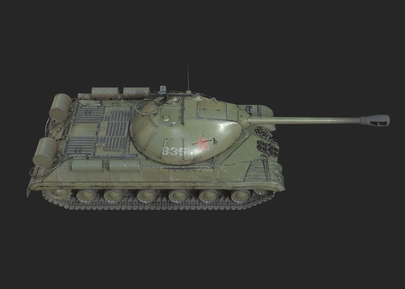WWII Soviet IS3 IS-3 Heavy Tank Low-poly 3D model_4