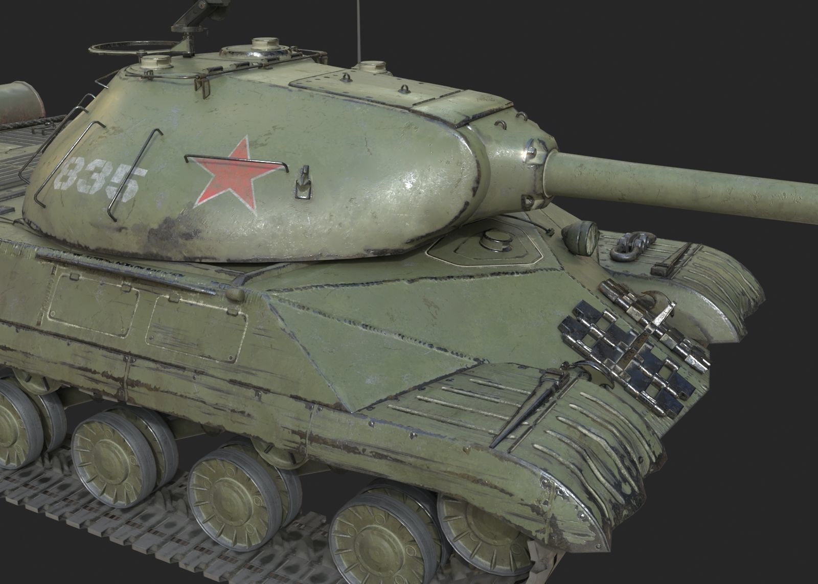 WWII Soviet IS3 IS-3 Heavy Tank Low-poly 3D model_7