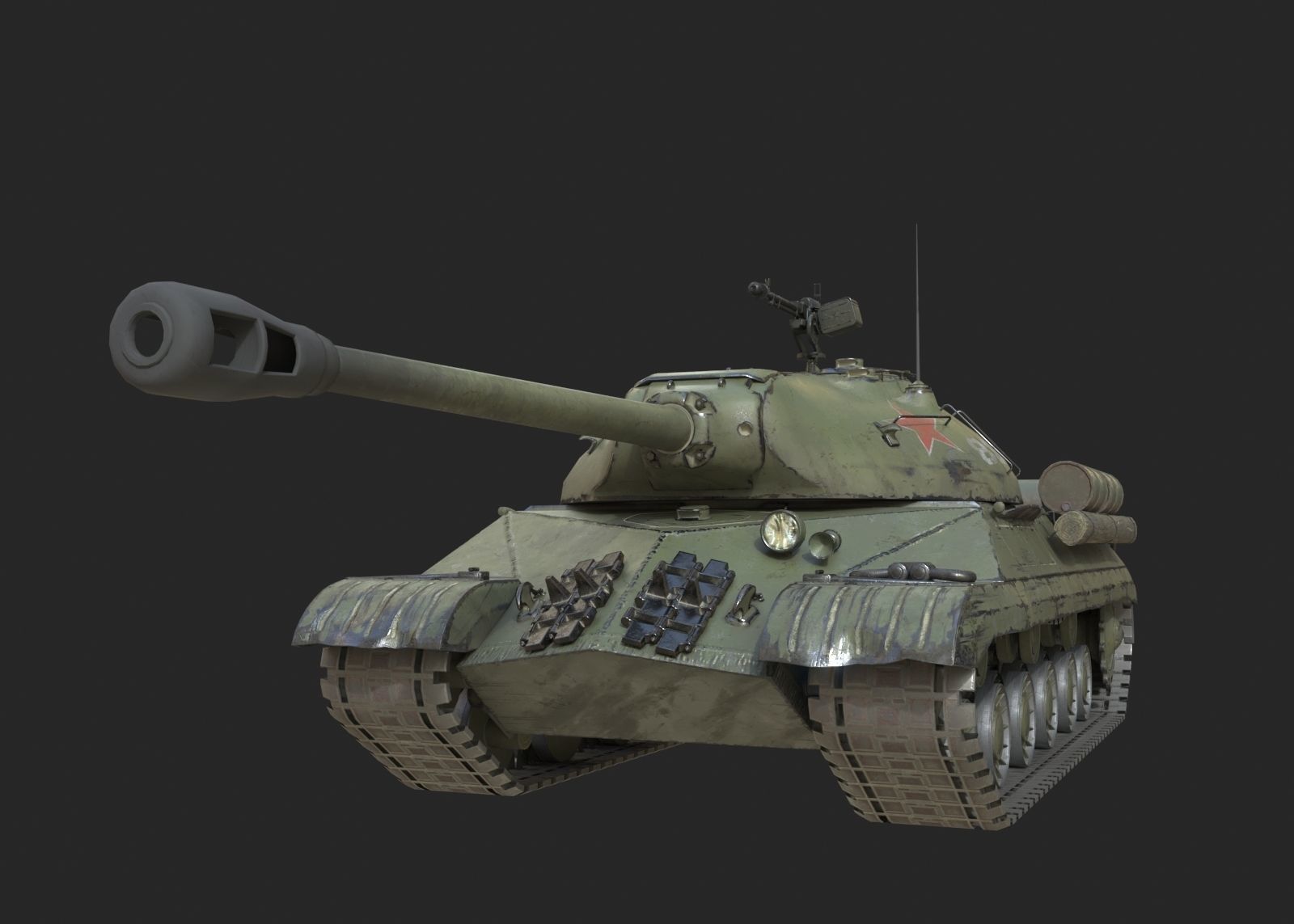 WWII Soviet IS3 IS-3 Heavy Tank Low-poly 3D model_3