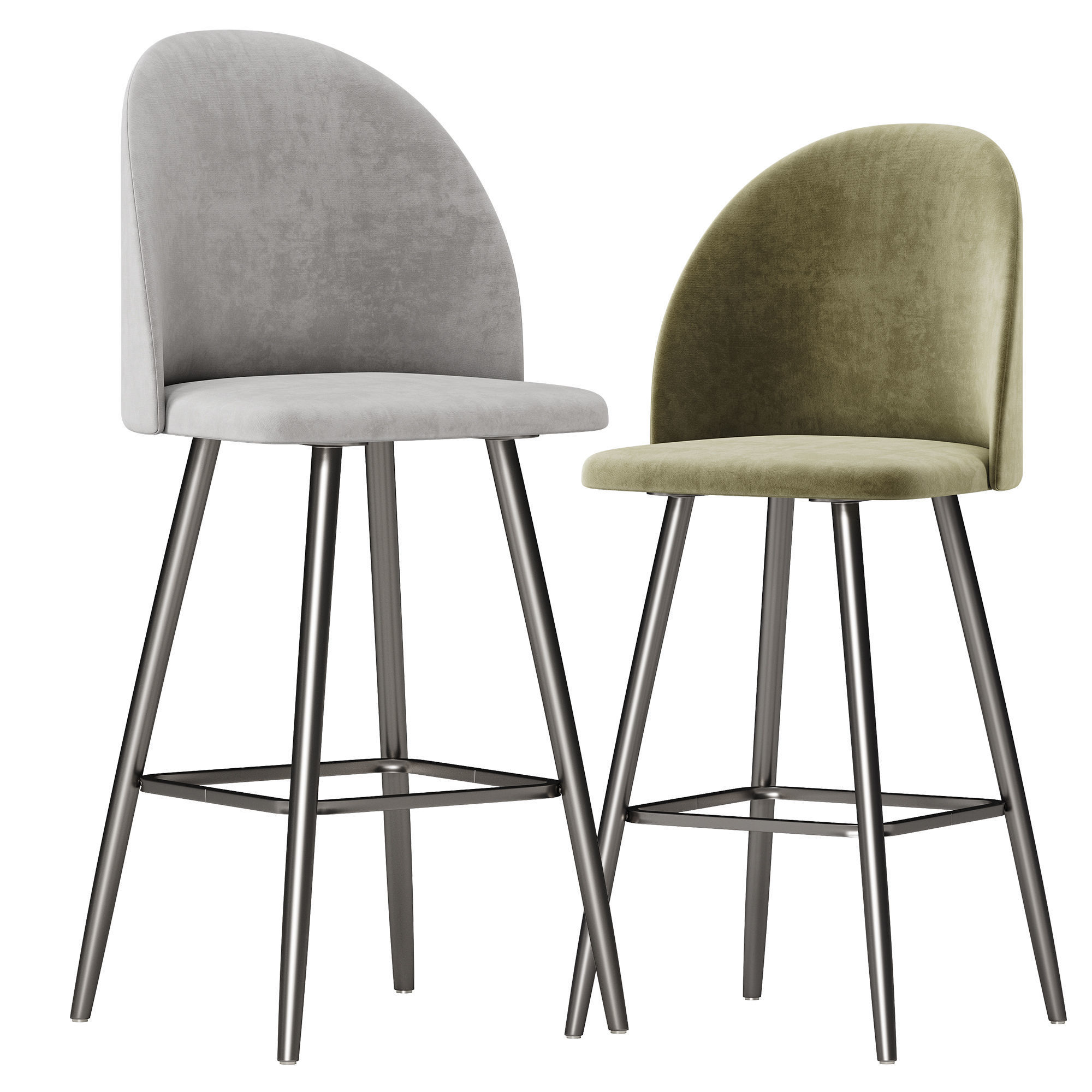 Bar stool with soft loft back 3D model_8