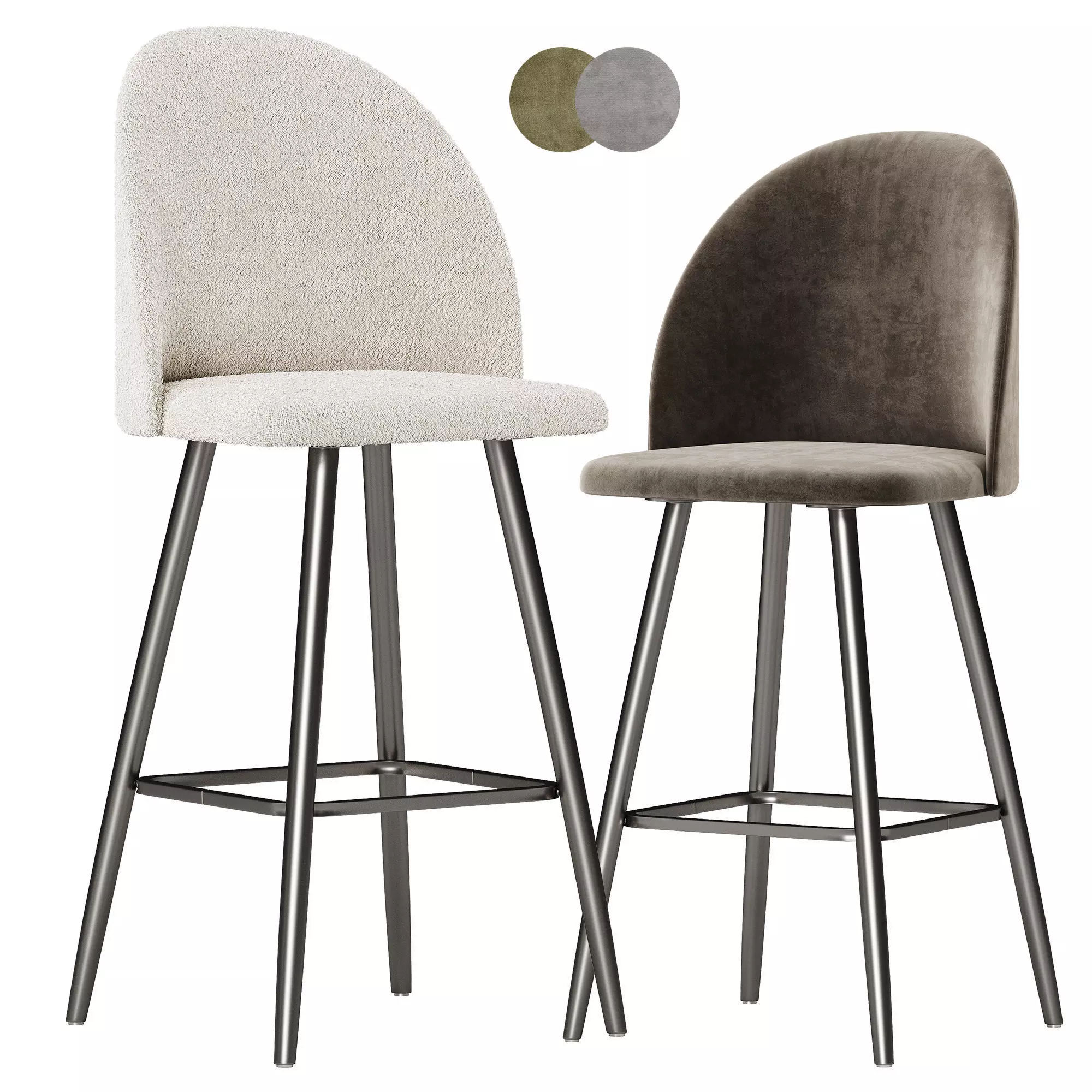 Bar stool with soft loft back 3D model_0