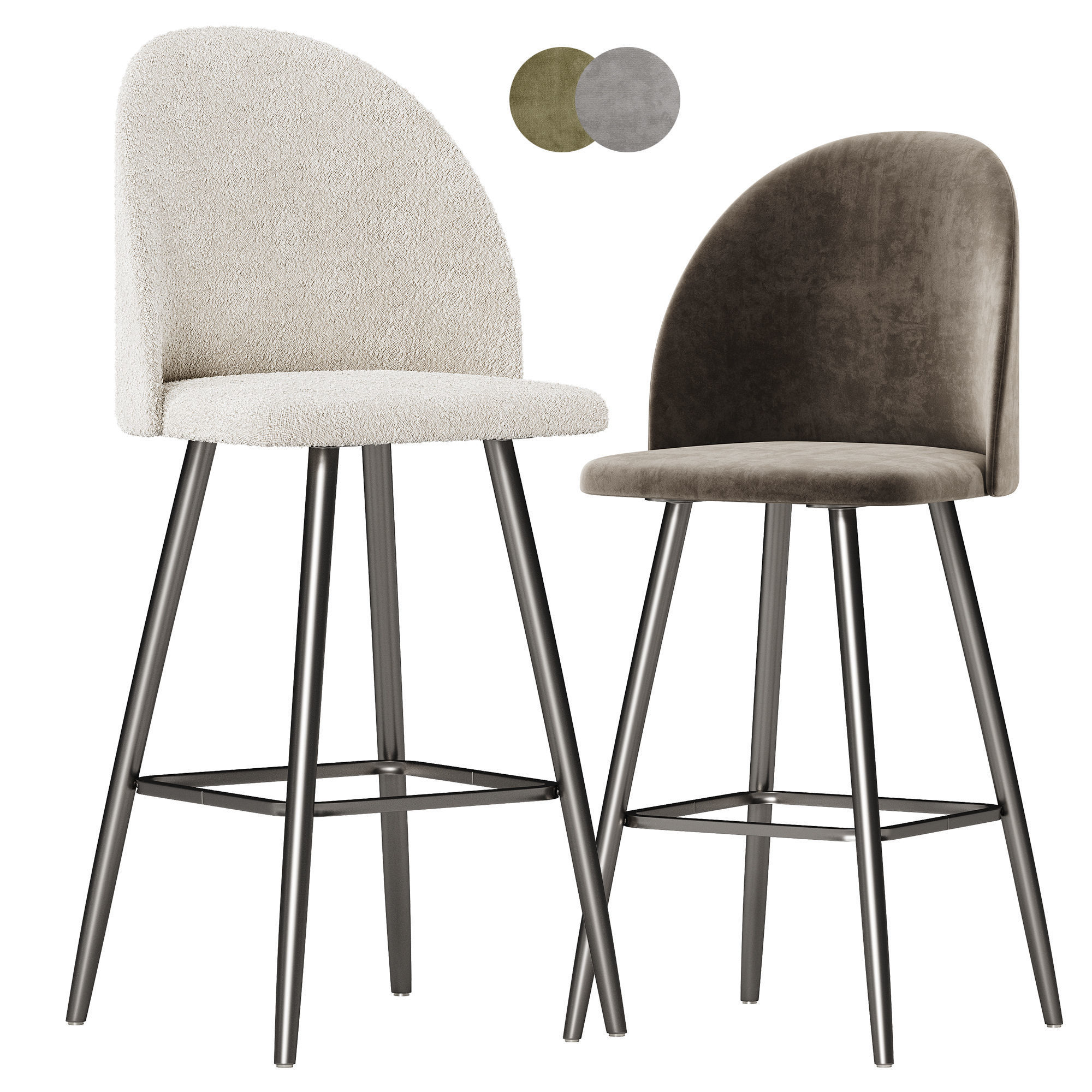 Bar stool with soft loft back 3D model_12