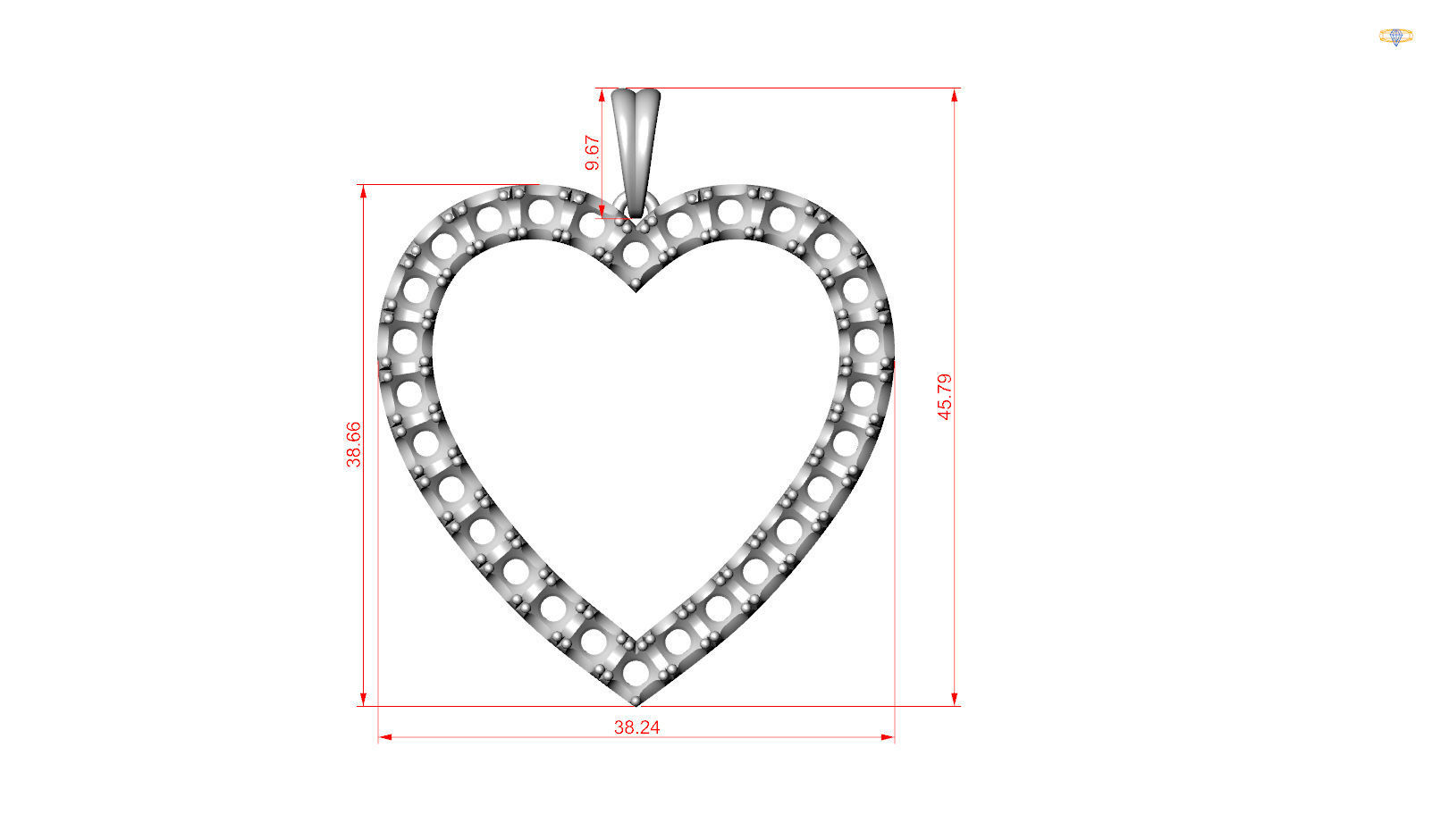 HEART PENDANT WITH BAIL 3D print model_13