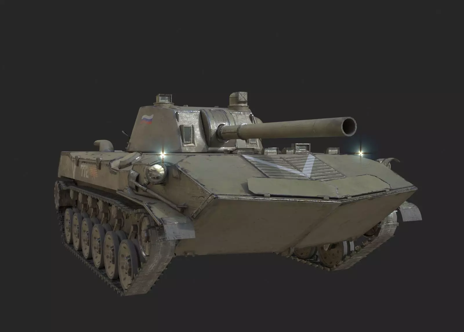Russian Army BMD2 2S9 NONA Self-Propelled Artillery SPA Low-poly 3D model_0