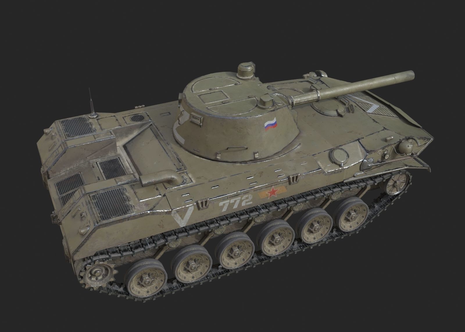 Russian Army BMD2 2S9 NONA Self-Propelled Artillery SPA Low-poly 3D model_2