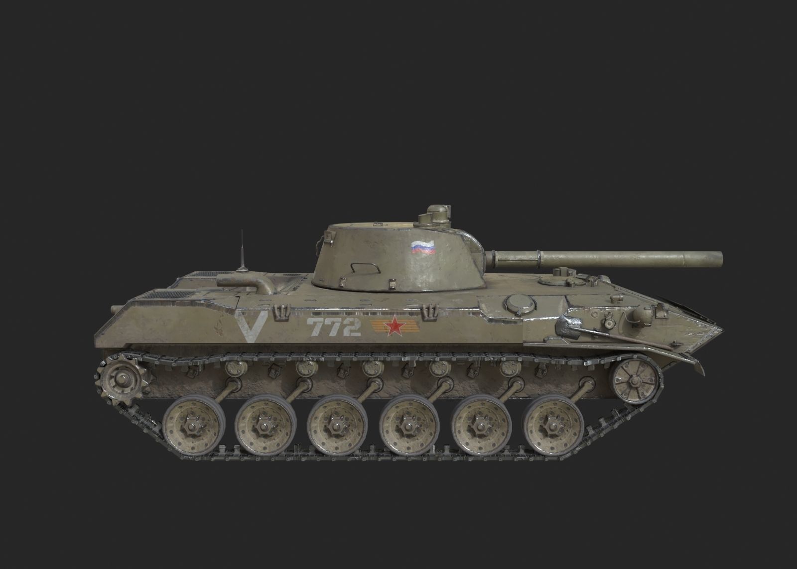 Russian Army BMD2 2S9 NONA Self-Propelled Artillery SPA Low-poly 3D model_7